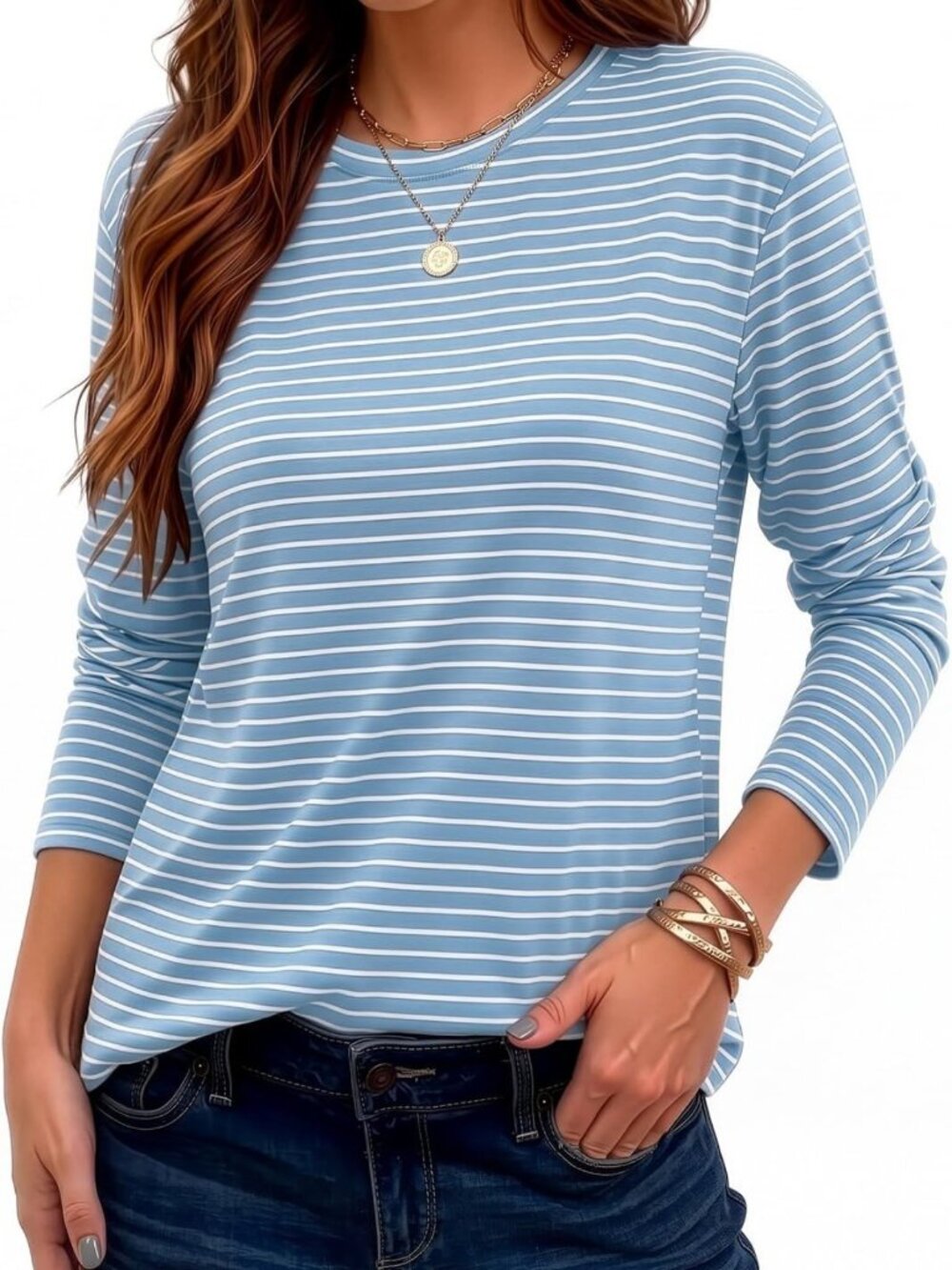 JUSTFASHIONNOW Womens Long Sleeve Tops Crewneck Floral Print T Shirts